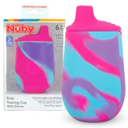 Nuby 6Oz Silicone Tie Dye Cup With Spout - Pink Purple Only