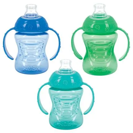 Nuby 3Pk 8Oz 2 Handle Cup Spout Aqua Blue And Green