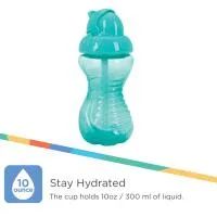 Nuby 3Pk 10Oz Fat Flip It Straw Cup Aqua Coral And Yellow 2