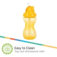 Nuby 3Pk 10Oz Fat Flip It Straw Cup Aqua Coral And Yellow 3
