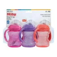 Nuby 3Pk 8Oz 2 Handle Cup Spout Pink Purple And Coral 4
