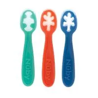 Nuby 3 Stage Silicone Dipping Spoon Aqua Blue And Coral 0