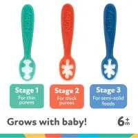 Nuby 3 Stage Silicone Dipping Spoon Aqua Blue And Coral 1
