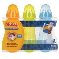 Nuby 3Pk 10Oz No Spill Bottles-Boy Blue Yellow And Green 0