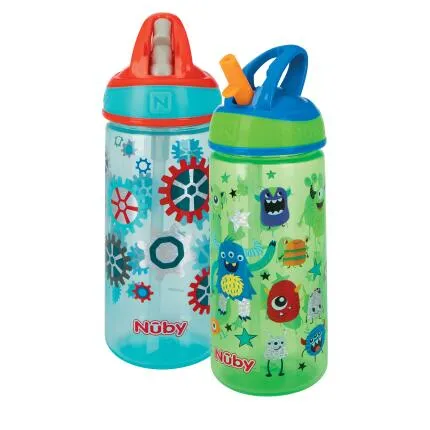 Nuby 2Pk 18Oz Hard Straw Flip-It Cu Boy Asst Only