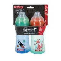 Nuby 2Pk 12Oz Spout Cups Blue Aqua Boy Asst Only - Same As 1348 4