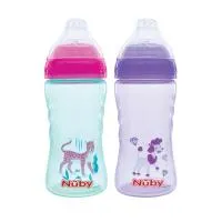 Nuby 2Pk 12Ox Spout Cup Purple Aqua Girl Asst Only - Same As 1348 0