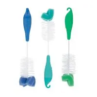 Nuby 3Pk Bottle Brush W/Sponge Boy Aqua Blue Green 0