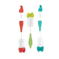 Nuby 3Pk Bottle Brush W/Sponge Aqua Coral Lt Green 0