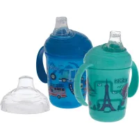 Nuby 2Pk 8Oz 2 Hndl No-Spill Boy Spout Cup 0