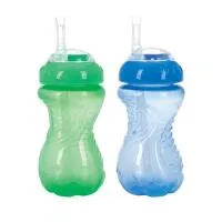 2pk 10oz Thin Soft Straw Cup No-Spill Gripper w/ New Straw 2