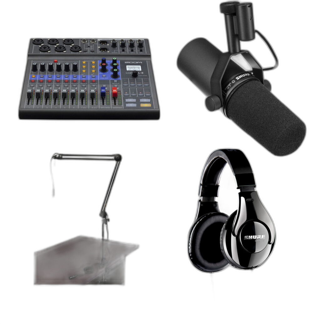 Zoom LiveTrak L-8 Solo Podcast Kit with Shure SM7B microphone