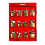 Brass Padlocks Assorted 25/30/35mm Assortment 12 Locks per Card